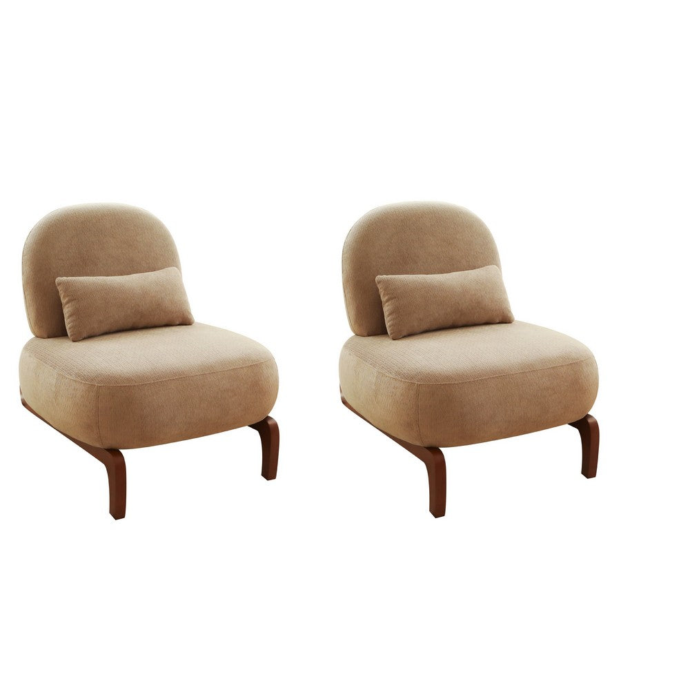 Darla Accent Chair, Set of 2, Brown Solid Wood Legs, Camel Velvet - BM355124