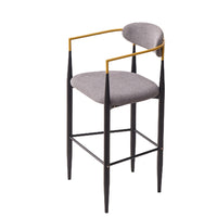 Avime Modern Barstool Chair, Set of 2, Gold Metal Armrests, Gray Fabric - BM355127