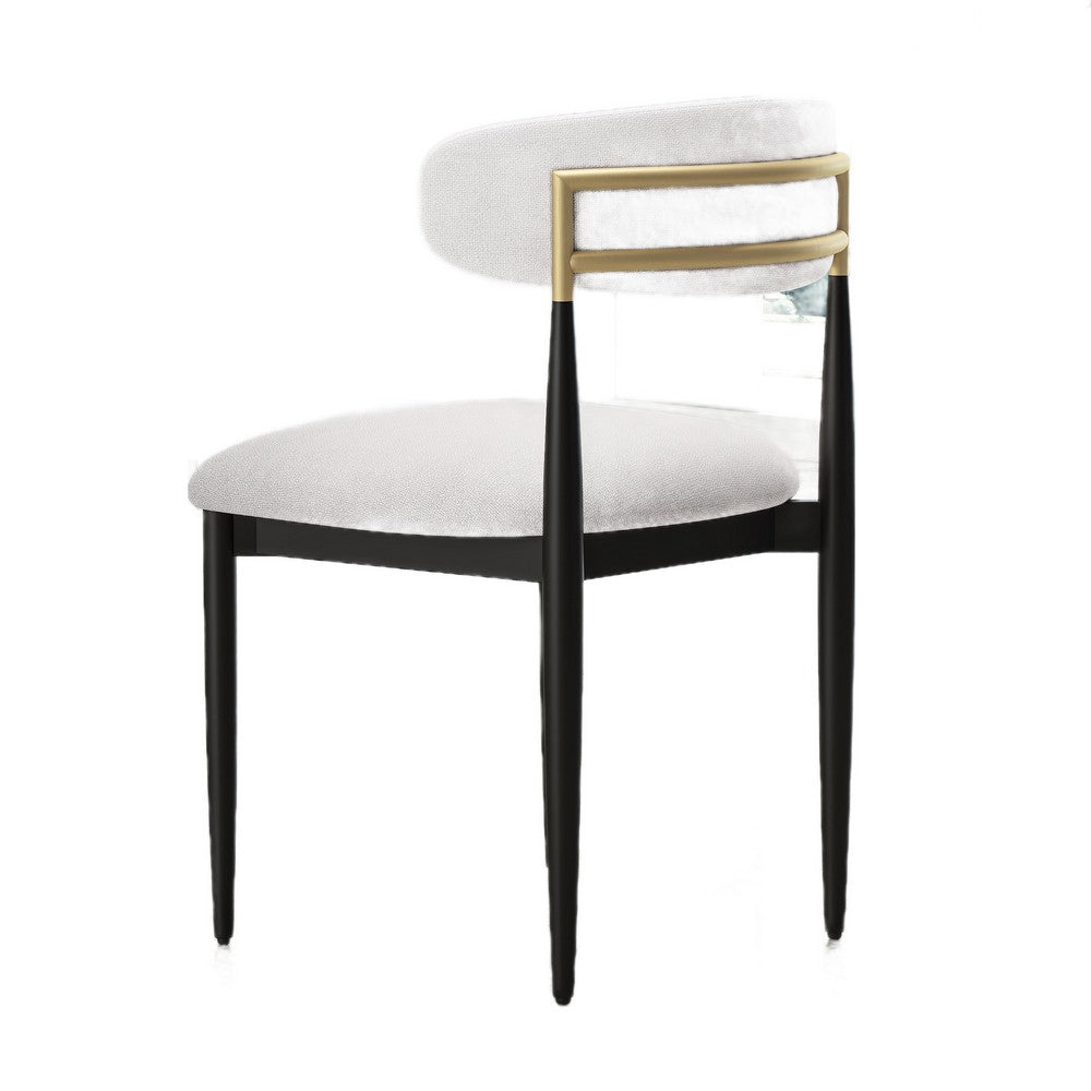 Claire Dining Chairs, Set of 2, Curve Back, Metal Legs, Beige Chenille - BM355128