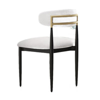 Claire Dining Chairs, Set of 2, Curve Back, Metal Legs, Beige Chenille - BM355128