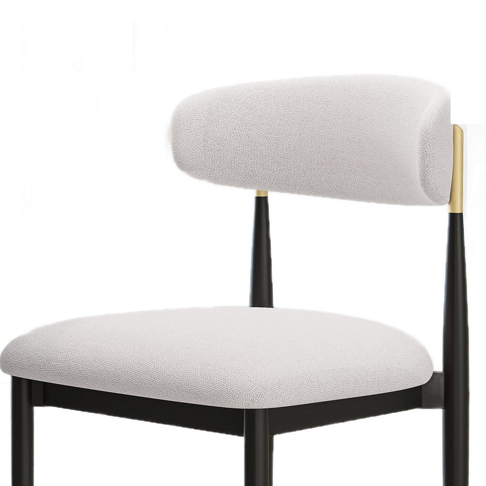 Claire Dining Chairs, Set of 2, Curve Back, Metal Legs, Beige Chenille - BM355128