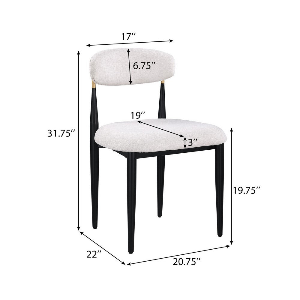 Claire Dining Chairs, Set of 2, Curve Back, Metal Legs, Beige Chenille - BM355128