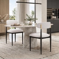 Claire Dining Chairs, Set of 2, Curve Back, Metal Legs, Beige Chenille - BM355128