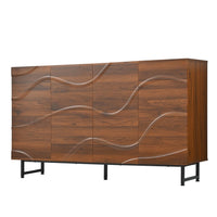 Lewis Wave Design Sideboard Cabinet, Adjustable Shelf, Walnut, 59 Inch - BM355131