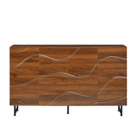 Lewis Wave Design Sideboard Cabinet, Adjustable Shelf, Walnut, 59 Inch - BM355131