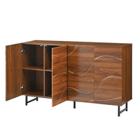 Lewis Wave Design Sideboard Cabinet, Adjustable Shelf, Walnut, 59 Inch - BM355131
