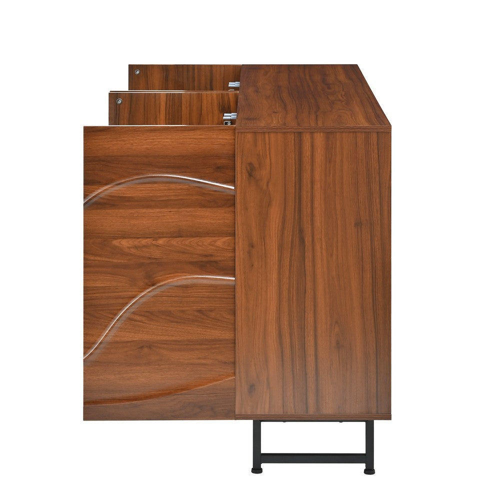 Lewis Wave Design Sideboard Cabinet, Adjustable Shelf, Walnut, 59 Inch - BM355131