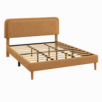 Pedro Queen Platform Bed with Adjustable Plush Headboard, Brown Fabric - BM355132