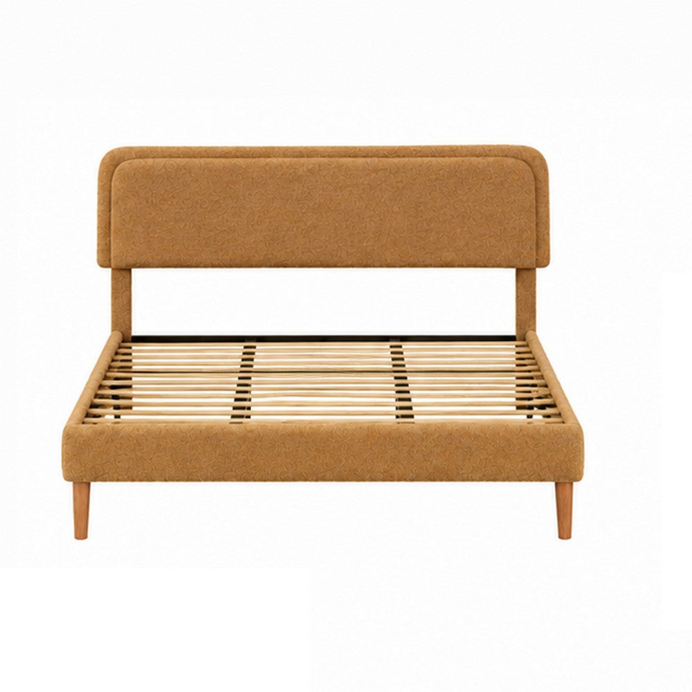 Pedro Queen Platform Bed with Adjustable Plush Headboard, Brown Fabric - BM355132