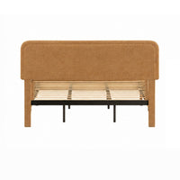 Pedro Queen Platform Bed with Adjustable Plush Headboard, Brown Fabric - BM355132