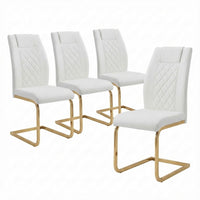 Verra Dining Chairs, Gold Metal Cantilever Frame, White Faux Leather - BM355134