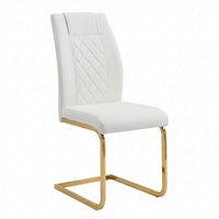 Verra Dining Chairs, Gold Metal Cantilever Frame, White Faux Leather - BM355134