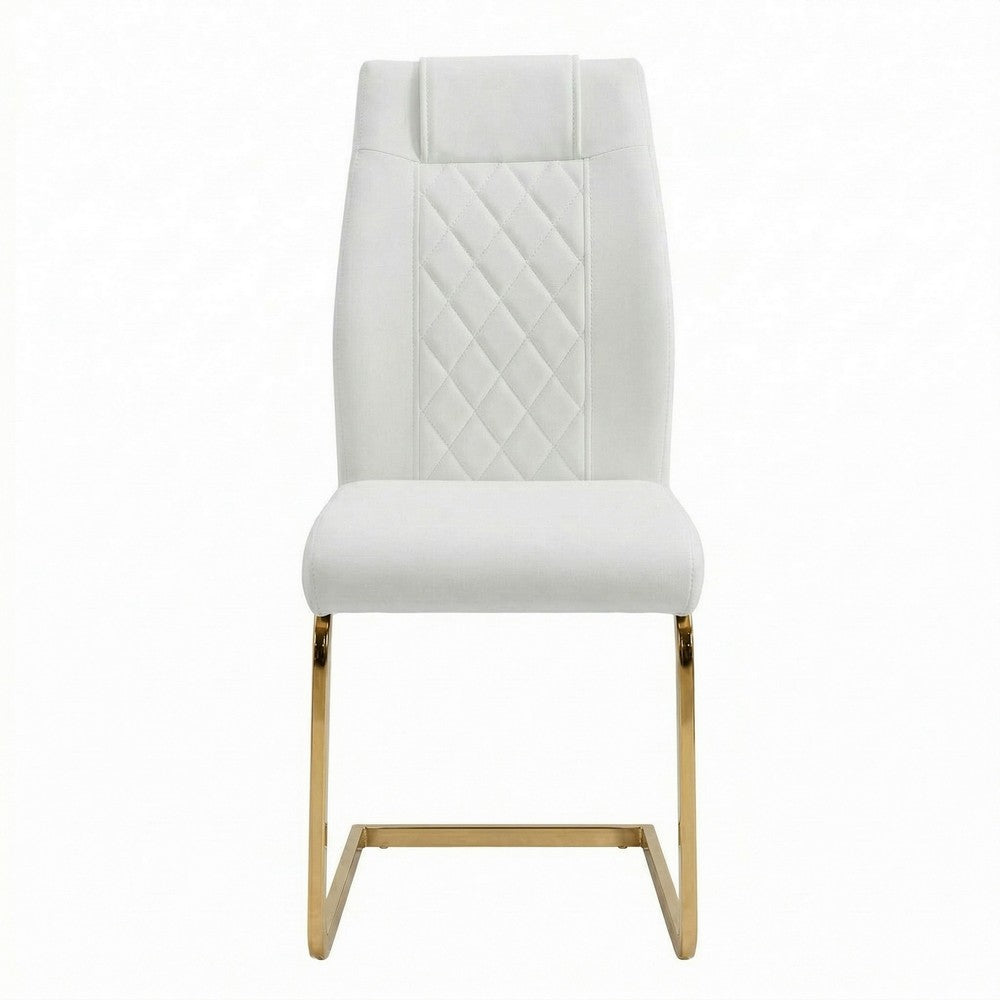 Verra Dining Chairs, Gold Metal Cantilever Frame, White Faux Leather - BM355134