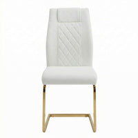 Verra Dining Chairs, Gold Metal Cantilever Frame, White Faux Leather - BM355134