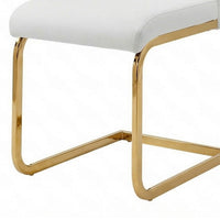 Verra Dining Chairs, Gold Metal Cantilever Frame, White Faux Leather - BM355134