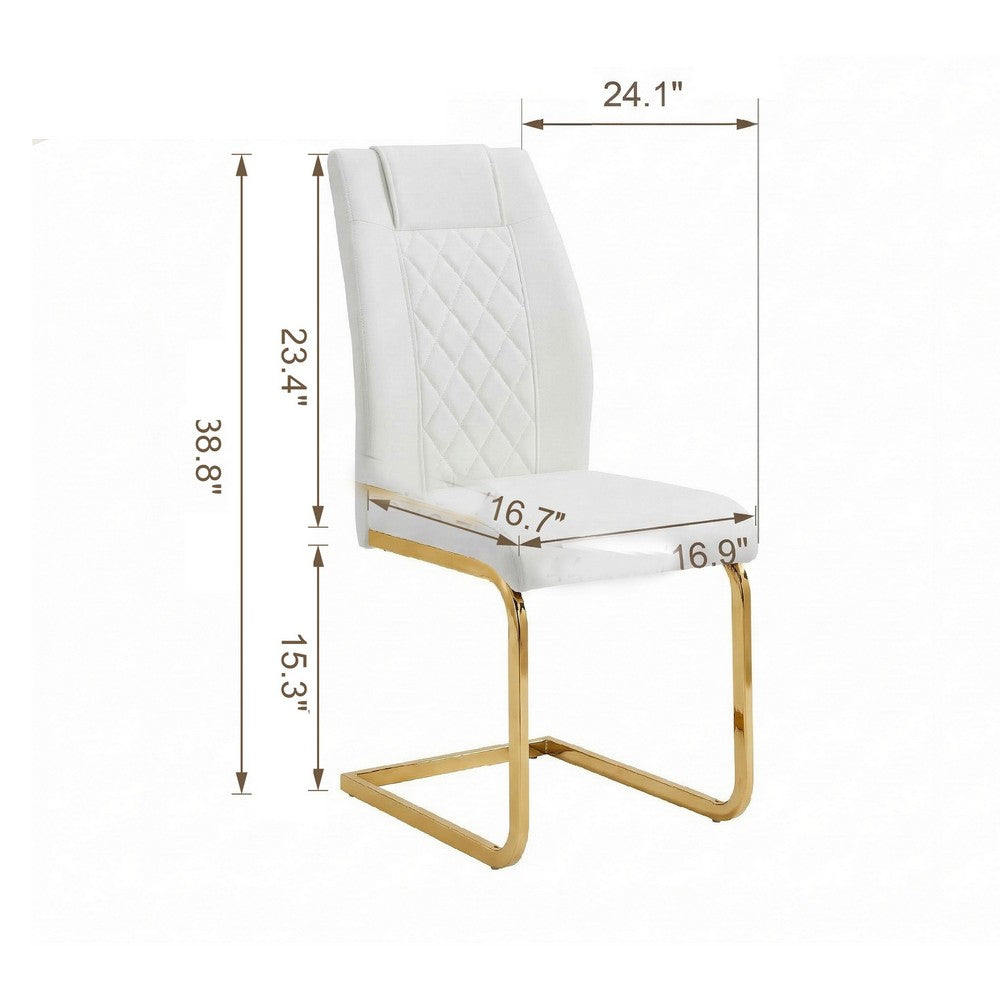 Verra Dining Chairs, Gold Metal Cantilever Frame, White Faux Leather - BM355134