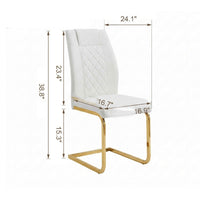 Verra Dining Chairs, Gold Metal Cantilever Frame, White Faux Leather - BM355134