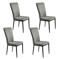Fiona Dining Chairs with Black Metal Legs, Set of 4, Dark Gray Velvet-BM355135