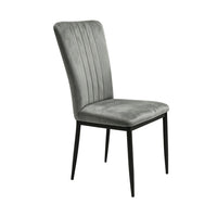 Fiona Dining Chairs with Black Metal Legs, Set of 4, Dark Gray Velvet-BM355135