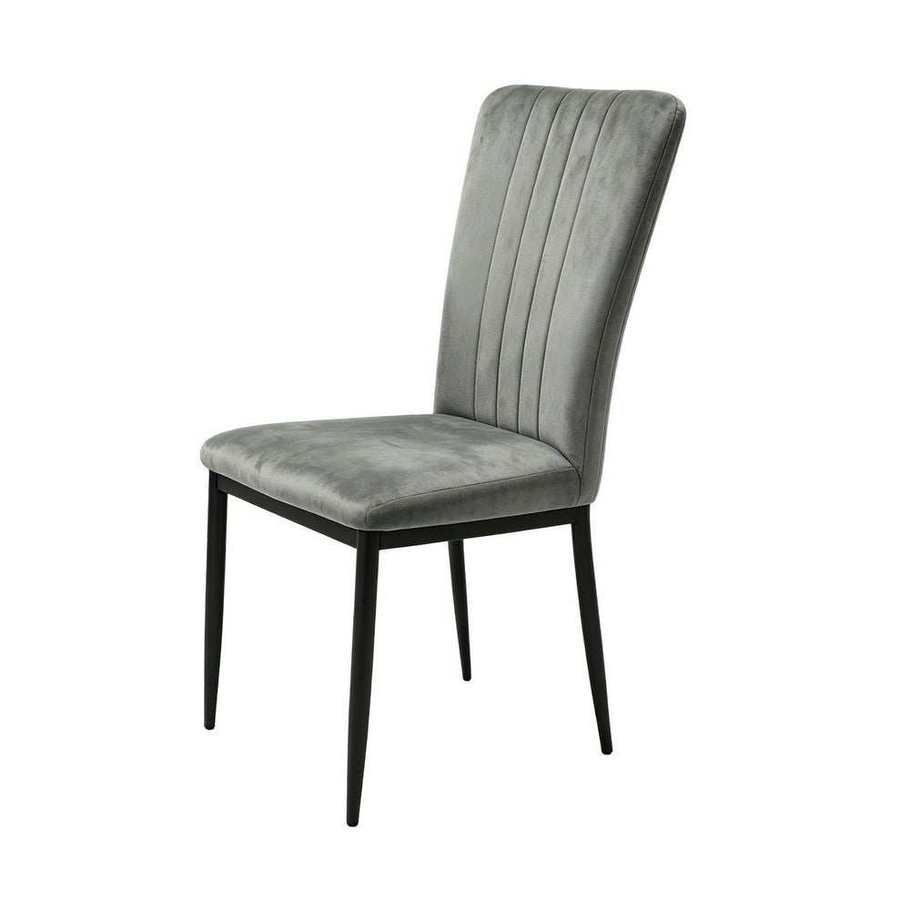 Fiona Dining Chairs with Black Metal Legs, Set of 4, Dark Gray Velvet-BM355135