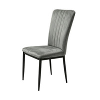 Fiona Dining Chairs with Black Metal Legs, Set of 4, Dark Gray Velvet-BM355135