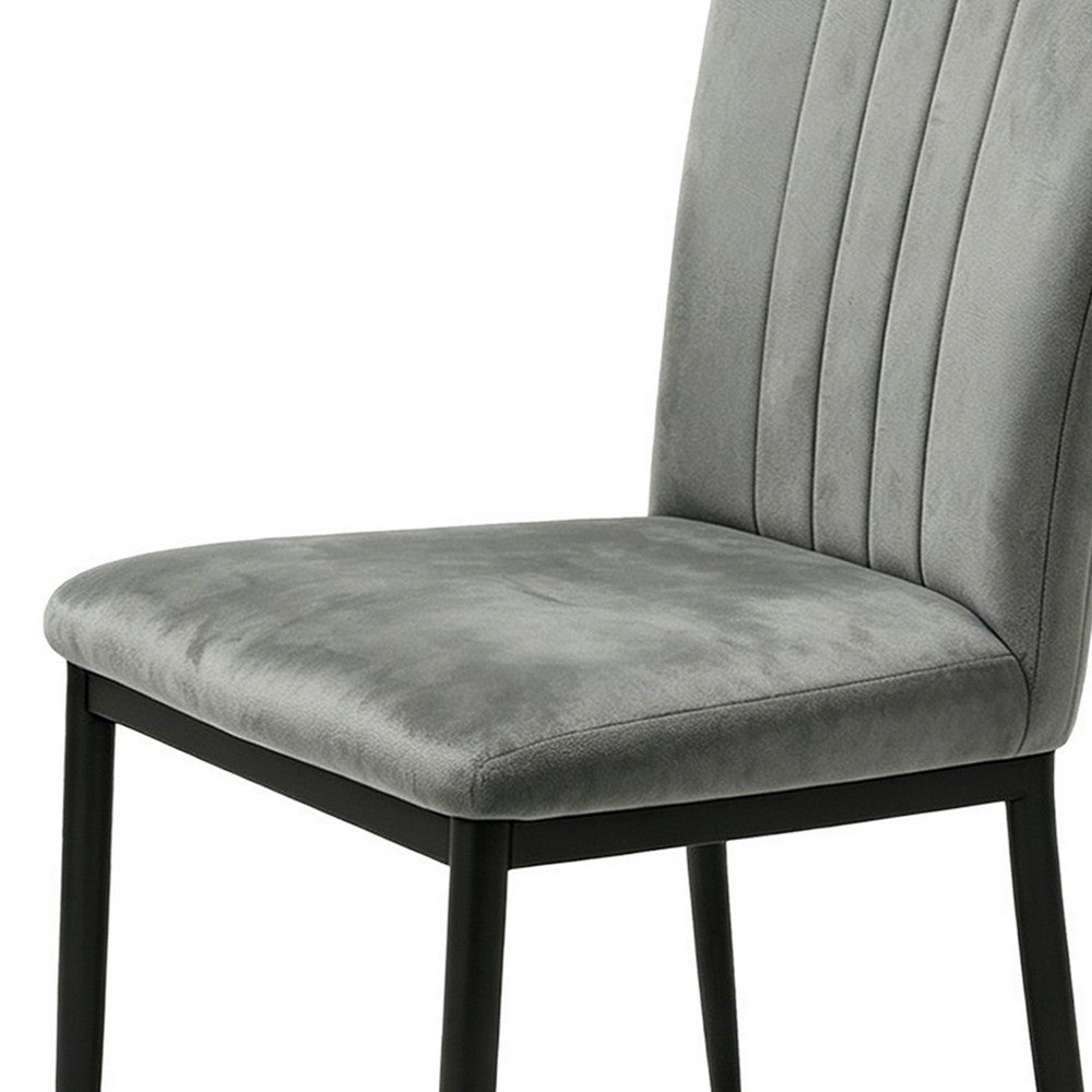 Fiona Dining Chairs with Black Metal Legs, Set of 4, Dark Gray Velvet-BM355135