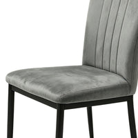 Fiona Dining Chairs with Black Metal Legs, Set of 4, Dark Gray Velvet-BM355135