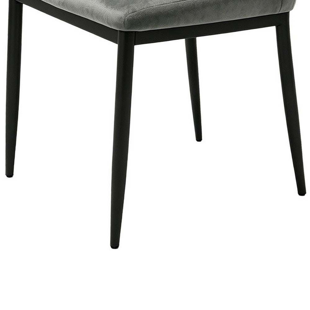 Fiona Dining Chairs with Black Metal Legs, Set of 4, Dark Gray Velvet-BM355135