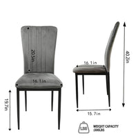 Fiona Dining Chairs with Black Metal Legs, Set of 4, Dark Gray Velvet-BM355135