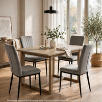 Fiona Dining Chairs with Black Metal Legs, Set of 4, Dark Gray Velvet-BM355135