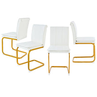 Xylo Dining Chairs, Gold Cantilever Metal, Set of 4, White Faux Leather - BM355136