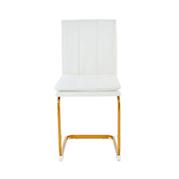 Xylo Dining Chairs, Gold Cantilever Metal, Set of 4, White Faux Leather - BM355136