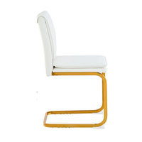 Xylo Dining Chairs, Gold Cantilever Metal, Set of 4, White Faux Leather - BM355136