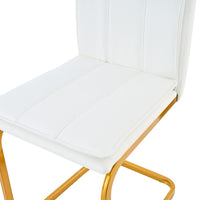 Xylo Dining Chairs, Gold Cantilever Metal, Set of 4, White Faux Leather - BM355136
