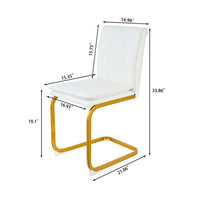 Xylo Dining Chairs, Gold Cantilever Metal, Set of 4, White Faux Leather - BM355136