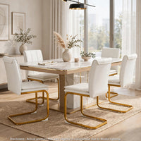 Xylo Dining Chairs, Gold Cantilever Metal, Set of 4, White Faux Leather - BM355136