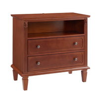 Cyna Nightstand with USB Ports, 2 Drawers and Shelf, Walnut Brown Wood - BM355137