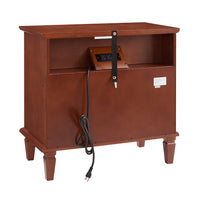 Cyna Nightstand with USB Ports, 2 Drawers and Shelf, Walnut Brown Wood - BM355137
