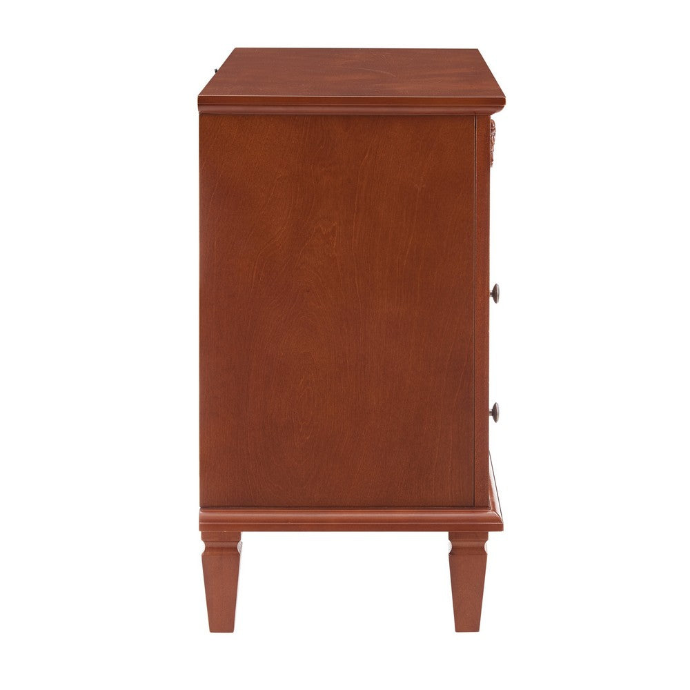 Cyna Nightstand with USB Ports, 2 Drawers and Shelf, Walnut Brown Wood - BM355137