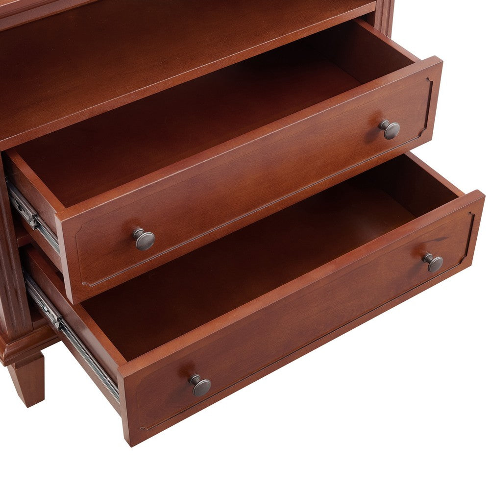 Cyna Nightstand with USB Ports, 2 Drawers and Shelf, Walnut Brown Wood - BM355137