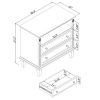 Cyna Nightstand with USB Ports, 2 Drawers and Shelf, Walnut Brown Wood - BM355137