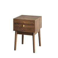 Eela Set of 2 Nightstands, Recessed Drawers and Handles, Walnut Brown 22 Inch  - BM355138