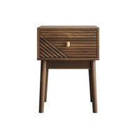 Eela Set of 2 Nightstands, Recessed Drawers and Handles, Walnut Brown 22 Inch  - BM355138