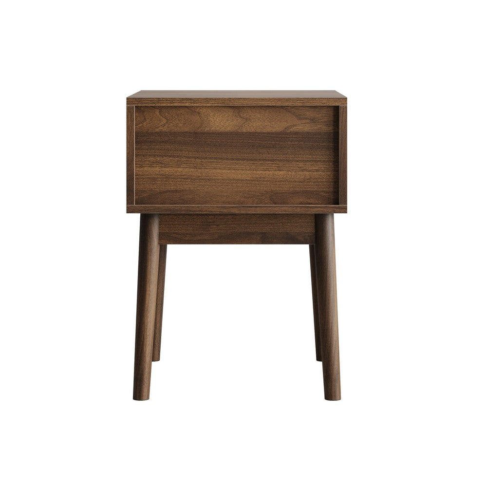 Eela Set of 2 Nightstands, Recessed Drawers and Handles, Walnut Brown 22 Inch  - BM355138