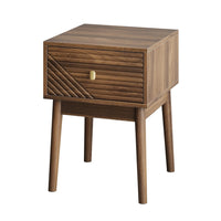 Eela Set of 2 Nightstands, Recessed Drawers and Handles, Walnut Brown 22 Inch  - BM355138