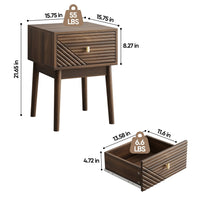 Eela Set of 2 Nightstands, Recessed Drawers and Handles, Walnut Brown 22 Inch  - BM355138