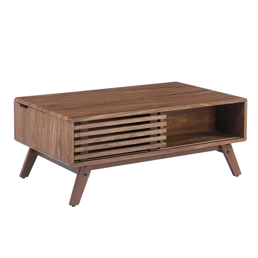 Dolly Mid-Century Lift Top Coffee Table, Hidden Storage, Walnut MDF 39 Inch - BM355141