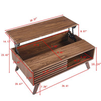 Dolly Mid-Century Lift Top Coffee Table, Hidden Storage, Walnut MDF 39 Inch - BM355141