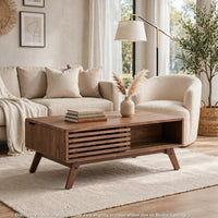 Dolly Mid-Century Lift Top Coffee Table, Hidden Storage, Walnut MDF 39 Inch - BM355141