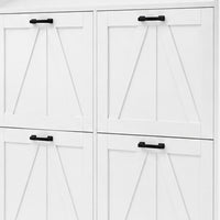 Miney Shoe Cabinet with 4 Flip Drawers, Barn Doors Set, White Wood 42 Inch - BM355143